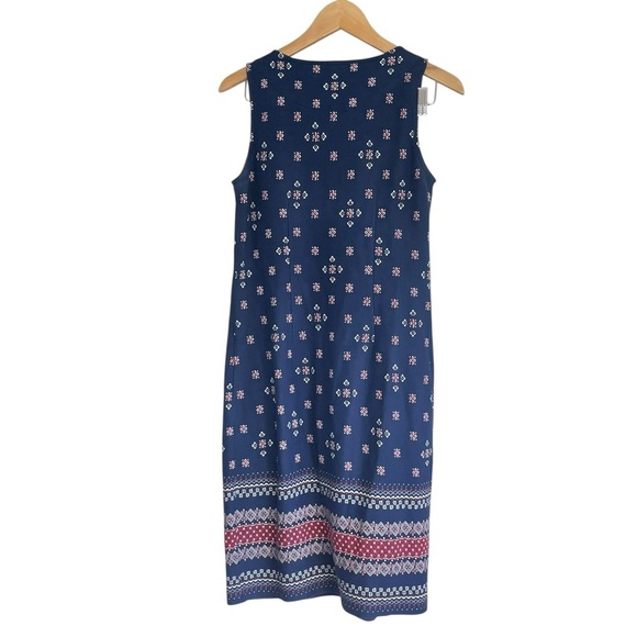 Talbots Border-Print Midi Dress Women’s Size S Sleeveless Stretch Knit Americana - Picture 3 of 9